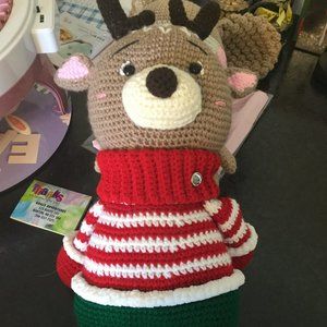 Crocheted handmade Reindeer stuffed animal 22" tall